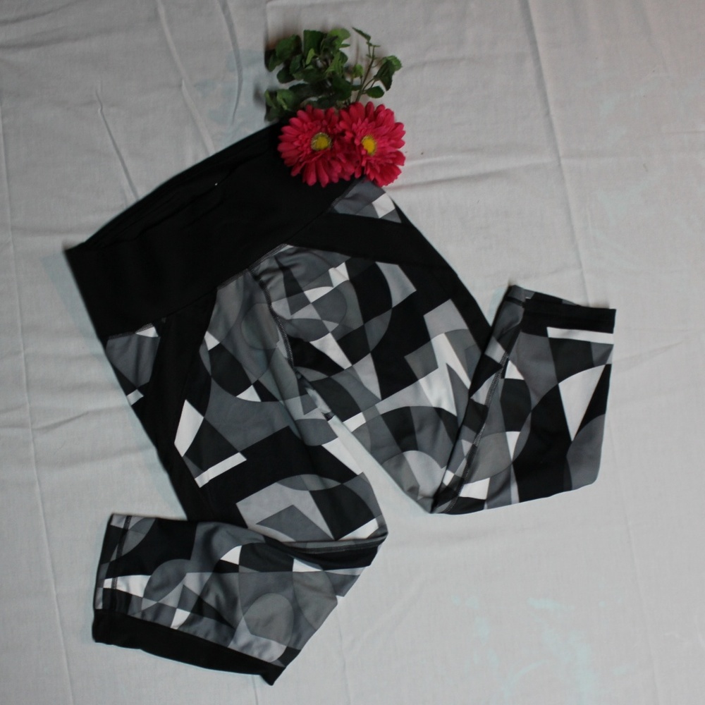 Adidas High Rise Midi Leggings Black and Gray